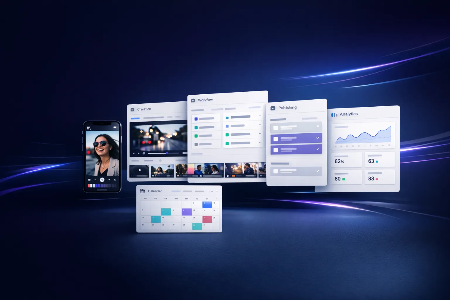 Premium NowReely AI operating system dashboard for short-form video workflows